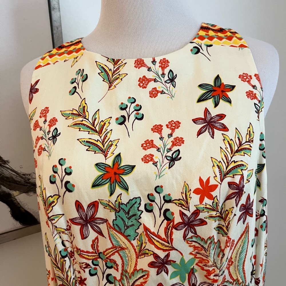 NWT Maggie London Floral Bird Print Sleeveless A-Line Dress Size 10 - Picture 2 of 12